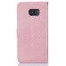 Luxury Metal Button PU Leather Folio Stand Case With Card Slots for Samsung Galaxy S7 Edge G935 - Pink