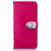 Luxury Metal Button PU Leather Folio Stand Case With Card Slots for Samsung Galaxy S7 Edge G935 - Rose red