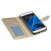 Luxury Metal Button PU Leather Folio Stand Case With Card Slots for Samsung Galaxy S7 G930 - Blue