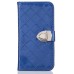 Luxury Metal Button PU Leather Folio Stand Case With Card Slots for Samsung Galaxy S7 G930 - Blue