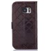 Luxury Metal Button PU Leather Folio Stand Case With Card Slots for Samsung Galaxy S7 G930 - Brown