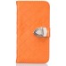 Luxury Metal Button PU Leather Folio Stand Case With Card Slots for Samsung Galaxy S7 G930 - Orange