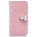 Luxury Metal Button PU Leather Folio Stand Case With Card Slots for Samsung Galaxy S7 G930 - Pink