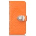 Luxury Metal Button PU Leather Folio Stand Case With Card Slots for iPhone 6/6s - Orange