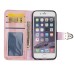 Luxury Metal Button PU Leather Folio Stand Case With Card Slots for iPhone 6/6s - Pink