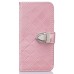 Luxury Metal Button PU Leather Folio Stand Case With Card Slots for iPhone 6/6s - Pink