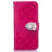 Luxury Metal Button PU Leather Folio Stand Case With Card Slots for iPhone 6/6s - Rose red