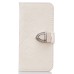 Luxury Metal Button PU Leather Folio Stand Case With Card Slots for iPhone 6/6s - White