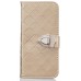 Luxury Metal Button PU Leather Folio Stand Case With Card Slots for iPhone 6/6s Plus - Gold