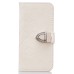 Luxury Metal Button PU Leather Folio Stand Case With Card Slots for iPhone 6/6s Plus - White