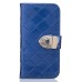 Luxury Metal Button PU Leather Folio Stand Case With Card Slots for iPhone SE/5S - Blue