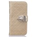 Luxury Metal Button PU Leather Folio Stand Case With Card Slots for iPhone SE/5S - Gold