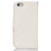 Luxury Metal Button PU Leather Folio Stand Case With Card Slots for iPhone SE/5S - White