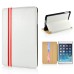 Luxury PU Leather Stripe Flip Stand Card Slot Case Cover For iPad Mini1/2/3 - White