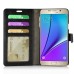 Luxury Pull-Up PU Leather Flip Wallet Stand Case Cover For Samsung Galaxy Note 5 - Black