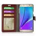 Luxury Pull-Up PU Leather Flip Wallet Stand Case Cover For Samsung Galaxy Note 5 - Brown