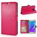 Luxury Pull-Up PU Leather Flip Wallet Stand Case Cover For Samsung Galaxy Note 5 - Magenta