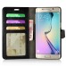 Luxury Pull-Up PU Leather Flip Wallet Stand Case Cover For Samsung Galaxy S6 Edge Plus - Black