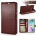 Luxury Pull-Up PU Leather Flip Wallet Stand Case Cover For Samsung Galaxy S6 Edge Plus - Brown