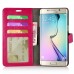 Luxury Pull-Up PU Leather Flip Wallet Stand Case Cover For Samsung Galaxy S6 Edge Plus - Magenta