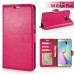 Luxury Pull-Up PU Leather Flip Wallet Stand Case Cover For Samsung Galaxy S6 Edge Plus - Magenta