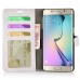 Luxury Pull-Up PU Leather Flip Wallet Stand Case Cover For Samsung Galaxy S6 Edge Plus - White