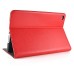 Luxury Pull- Up PU Leather Wake/Sleep Dormancy Flip Stand Case With Card Slots For iPad Mini 4 - Red