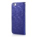 Luxury Rhinestone Magnetic Flip Stand Leather Case with Card Slot for iPhone 6 Plus - Dark Blue