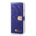 Luxury Rhinestone Magnetic Flip Stand Leather Case with Card Slot for iPhone 6 Plus - Dark Blue