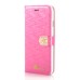 Luxury Rhinestone Magnetic Flip Stand Leather Case with Card Slot for iPhone 6 Plus - Magenta