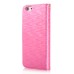 Luxury Rhinestone Magnetic Flip Stand Leather Case with Card Slot for iPhone 6 Plus - Magenta