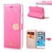 Luxury Rhinestone Magnetic Flip Stand Leather Case with Card Slot for iPhone 6 Plus - Magenta