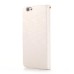 Luxury Rhinestone Magnetic Flip Stand Leather Case with Card Slot for iPhone 6 Plus - White