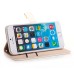 Luxury Rhinestone Magnetic Flip Stand Leather Case with Card Slot for iPhone 6 Plus - White