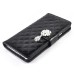 Luxury Rhinestone Magnetic Wallet Card Slots PU Leather Flip Stand Case Cover For Samsung Galaxy Note 4 - Black