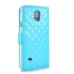 Luxury Rhinestone Magnetic Wallet Card Slots PU Leather Flip Stand Case Cover For Samsung Galaxy Note 4 - Blue