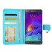 Luxury Rhinestone Magnetic Wallet Card Slots PU Leather Flip Stand Case Cover For Samsung Galaxy Note 4 - Blue