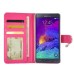 Luxury Rhinestone Magnetic Wallet Card Slots PU Leather Flip Stand Case Cover For Samsung Galaxy Note 4 - Magenta