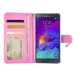 Luxury Rhinestone Magnetic Wallet Card Slots PU Leather Flip Stand Case Cover For Samsung Galaxy Note 4 - Pink