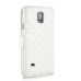 Luxury Rhinestone Magnetic Wallet Card Slots PU Leather Flip Stand Case Cover For Samsung Galaxy Note 4 - White