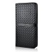 Luxury Rhombus Grid Pattern Magnetic Embedded Stand Leather Case with Card Holder for Samsung Galaxy Note 4 - Black