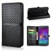 Luxury Rhombus Grid Pattern Magnetic Embedded Stand Leather Case with Card Holder for Samsung Galaxy Note 4 - Black