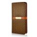 Luxury Rhombus Grid Pattern Magnetic Embedded Stand Leather Case with Card Holder for Samsung Galaxy Note 4 - Brown