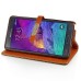 Luxury Rhombus Grid Pattern Magnetic Embedded Stand Leather Case with Card Holder for Samsung Galaxy Note 4 - Brown