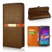 Luxury Rhombus Grid Pattern Magnetic Embedded Stand Leather Case with Card Holder for Samsung Galaxy Note 4 - Brown