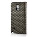 Luxury Rhombus Grid Pattern Magnetic Embedded Stand Leather Case with Card Holder for Samsung Galaxy Note 4 - Grey