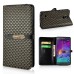 Luxury Rhombus Grid Pattern Magnetic Embedded Stand Leather Case with Card Holder for Samsung Galaxy Note 4 - Grey