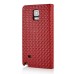 Luxury Rhombus Grid Pattern Magnetic Embedded Stand Leather Case with Card Holder for Samsung Galaxy Note 4 - Red