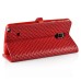 Luxury Rhombus Grid Pattern Magnetic Embedded Stand Leather Case with Card Holder for Samsung Galaxy Note 4 - Red