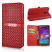 Luxury Rhombus Grid Pattern Magnetic Embedded Stand Leather Case with Card Holder for Samsung Galaxy Note 4 - Red